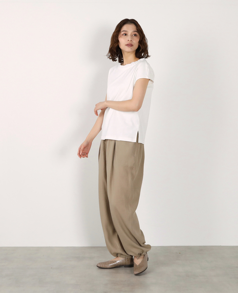 【LOURMARIN】レーヨン麻ギャザーバレルパンツ 詳細画像 ベージュ 13