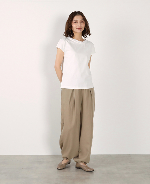 【LOURMARIN】レーヨン麻ギャザーバレルパンツ 詳細画像 ベージュ 14