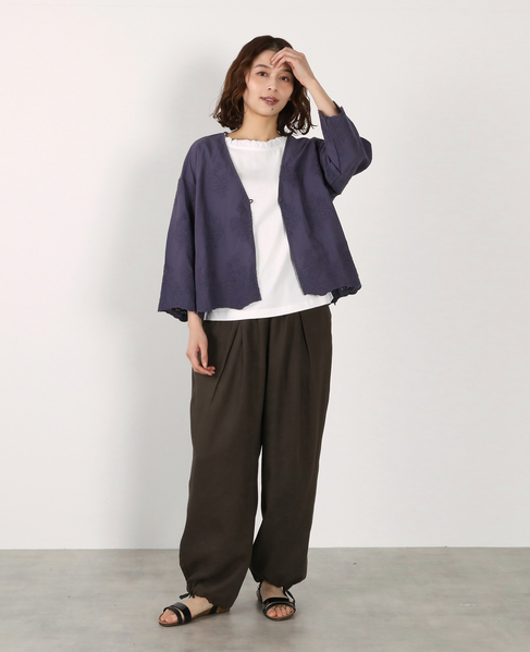 【LOURMARIN】レーヨン麻ギャザーバレルパンツ 詳細画像 スミクロ 2