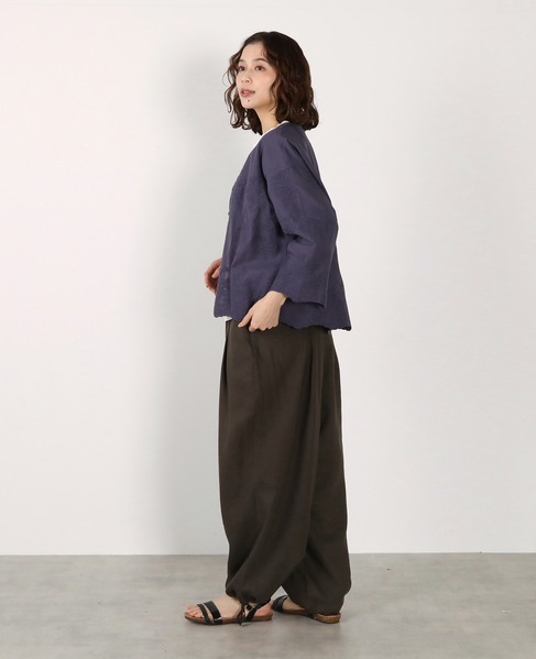 【LOURMARIN】レーヨン麻ギャザーバレルパンツ 詳細画像 スミクロ 6