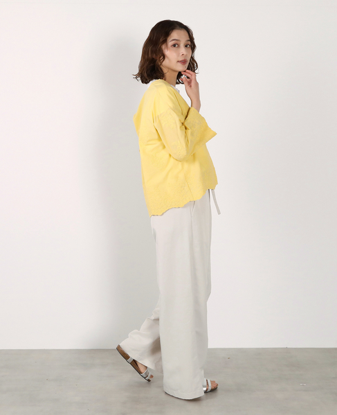 【LOURMARIN】ウエストフリルイージーパンツ 詳細画像 ライトグレー 9