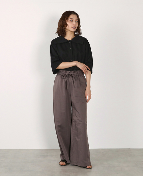 【LOURMARIN】ウエストフリルイージーパンツ 詳細画像 グレー 3