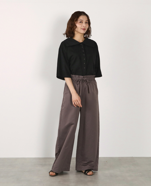 【LOURMARIN】ウエストフリルイージーパンツ 詳細画像 グレー 8