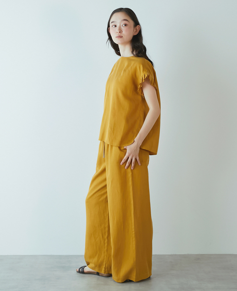 【LOURMARIN】テンセル麻イージーストレートパンツ 詳細画像 イエロー 8