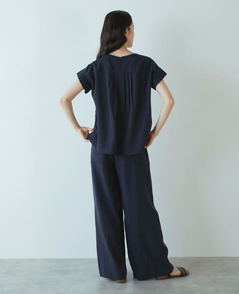 【LOURMARIN】テンセル麻イージーストレートパンツ 詳細画像 ネイビー 7