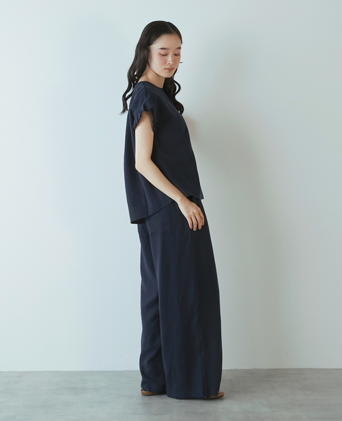 【LOURMARIN】テンセル麻イージーストレートパンツ 詳細画像 ネイビー 8