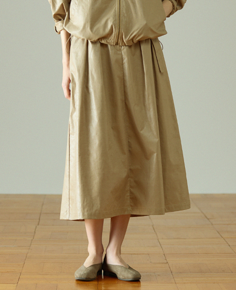 【LOURMARIN】タックフレアースカート 詳細画像 ベージュ 1
