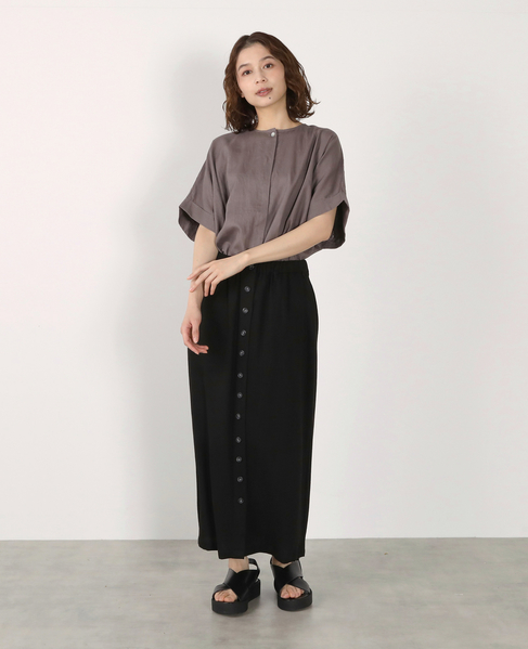 釦ナロースカート 詳細画像 ブラック 2
