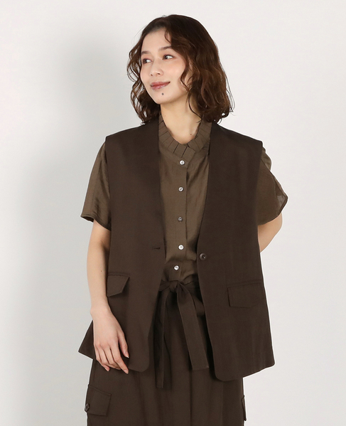 ポケット付きVネックジレ 詳細画像 ブラウン 1