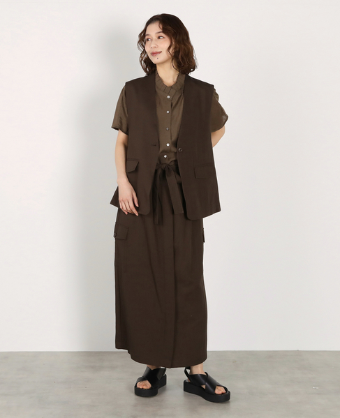ポケット付きVネックジレ 詳細画像 ブラウン 2