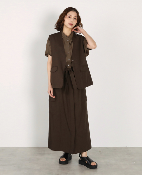 ポケット付きVネックジレ 詳細画像 ブラウン 3