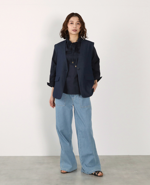 ポケット付きVネックジレ 詳細画像 ネイビー 2