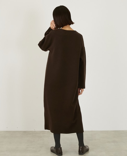 【LOURMARIN】ボトルネックニットワンピース 詳細画像 ブラウン 4