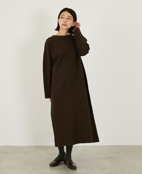 【LOURMARIN】ボトルネックニットワンピース 詳細画像 ブラウン 8