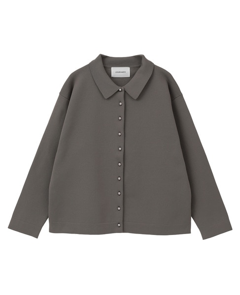 【LOURMARIN】衿付きパール釦ニットカーディガン 詳細画像 グレー 10