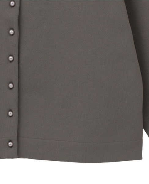 【LOURMARIN】衿付きパール釦ニットカーディガン 詳細画像 グレー 14