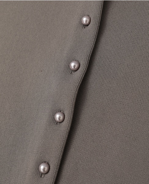 【LOURMARIN】衿付きパール釦ニットカーディガン 詳細画像 グレー 15
