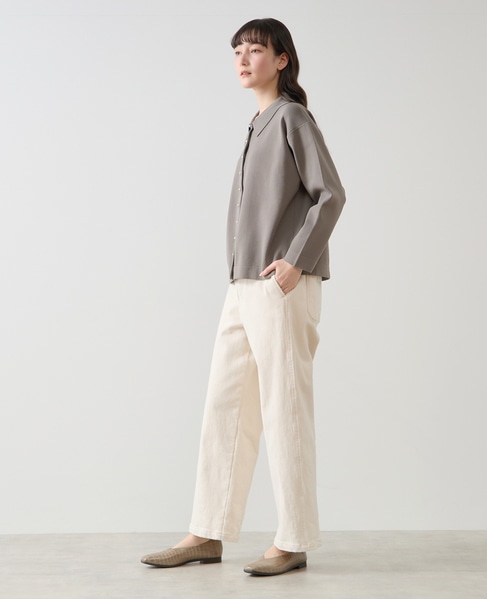 【LOURMARIN】衿付きパール釦ニットカーディガン 詳細画像 グレー 3