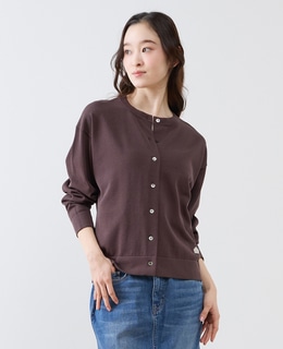 クルーネック長袖カーディガン