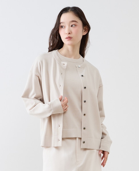 クルーネック長袖カーディガン 詳細画像 ライトベージュ 1