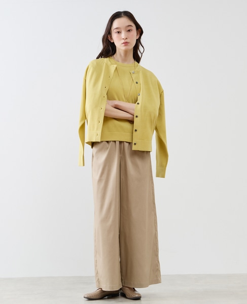 クルーネック長袖カーディガン 詳細画像 イエロー 2