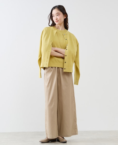 クルーネック長袖カーディガン 詳細画像 イエロー 3