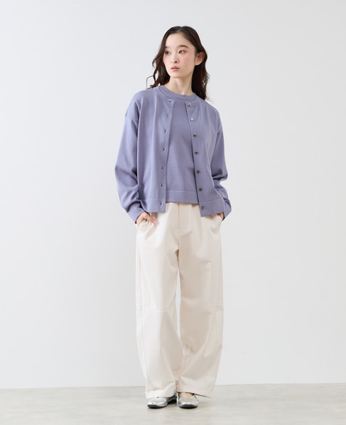 クルーネック長袖カーディガン 詳細画像 ブルー 2