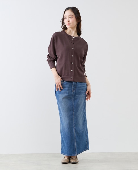 クルーネック長袖カーディガン 詳細画像 ダークブラウン 2