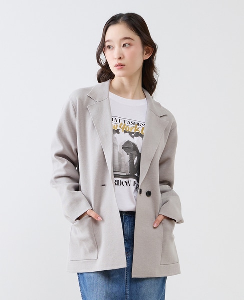 テーラードニットジャケット 詳細画像 グレー 1