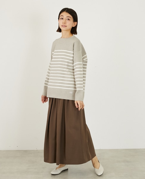 バスクボーダークルーニット 詳細画像 ベージュ 4