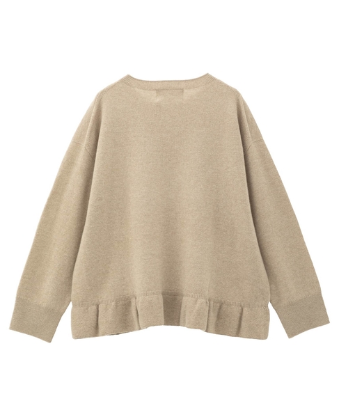 【LOURMARIN】裾フリルクルーネックニット 詳細画像 ベージュ 10