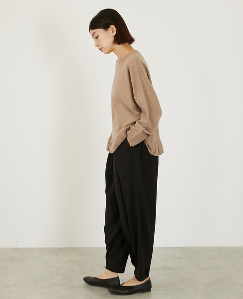 【LOURMARIN】裾フリルクルーネックニット 詳細画像 ベージュ 5