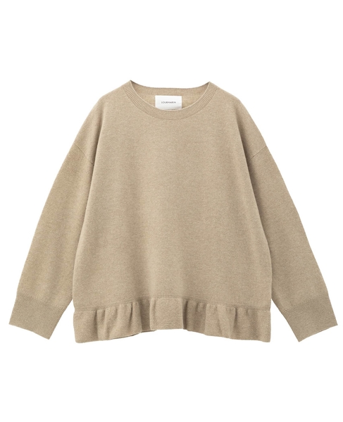 【LOURMARIN】裾フリルクルーネックニット 詳細画像 ベージュ 9