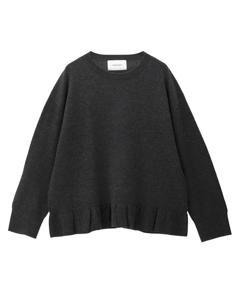 【LOURMARIN】裾フリルクルーネックニット 詳細画像 チャコールグレー 10