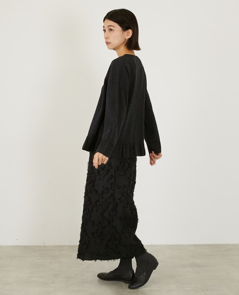 【LOURMARIN】裾フリルクルーネックニット 詳細画像 チャコールグレー 5