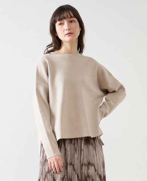 クルーネックニットプルオーバー 詳細画像 ライトベージュ 1