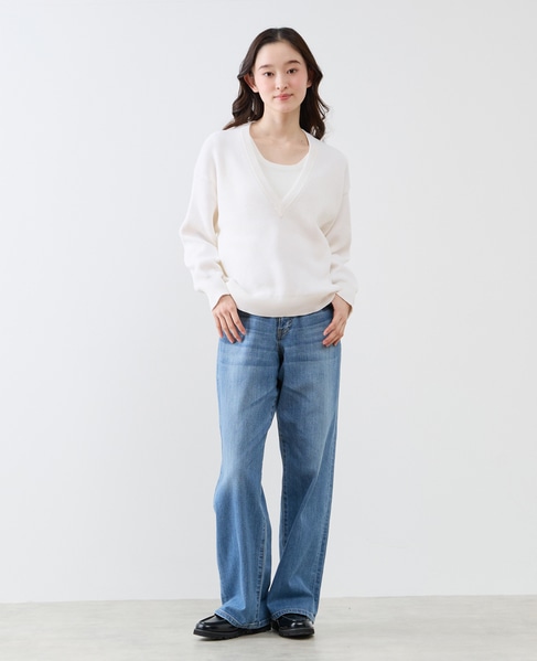 Vネック片畦プルオーバー 詳細画像 ホワイト 2