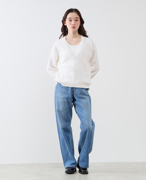 Vネック片畦プルオーバー 詳細画像 ホワイト 3