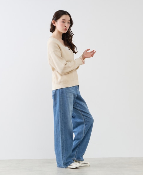 Vネック片畦プルオーバー 詳細画像 ライトベージュ 10