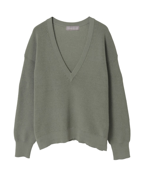 Vネック片畦プルオーバー 詳細画像 カーキ 5