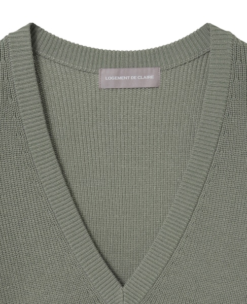 Vネック片畦プルオーバー 詳細画像 カーキ 7