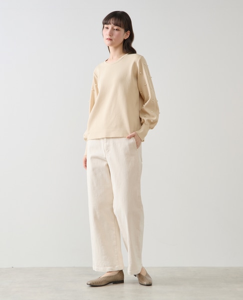 【LOURMARIN】袖パールニットプルオーバー 詳細画像 クリーム 3