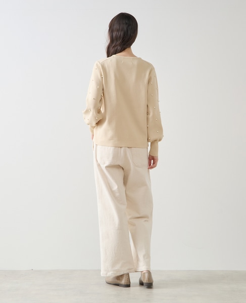 【LOURMARIN】袖パールニットプルオーバー 詳細画像 クリーム 5