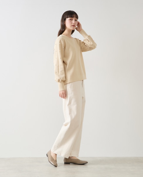 【LOURMARIN】袖パールニットプルオーバー 詳細画像 クリーム 8