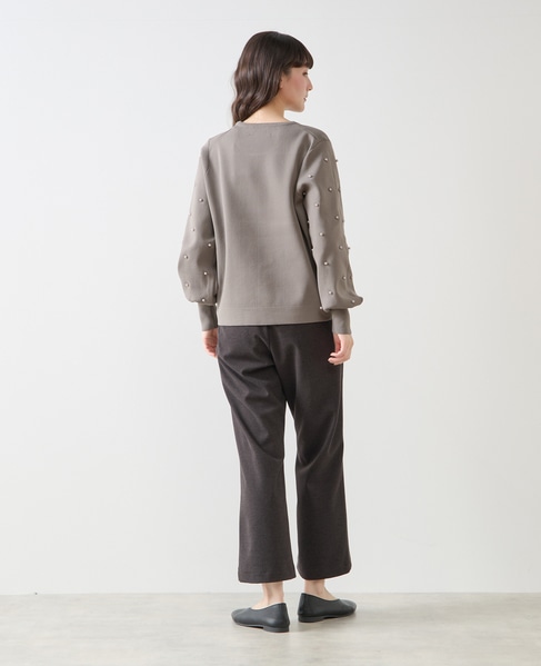 【LOURMARIN】袖パールニットプルオーバー 詳細画像 グレー 4