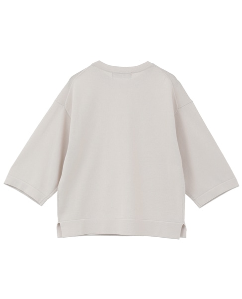 クルーネック5分袖ニットプルオーバー 詳細画像 ライトベージュ 13