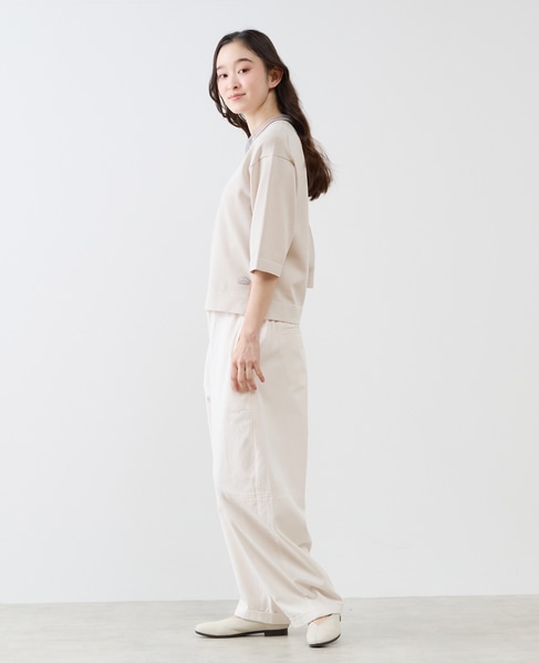 クルーネック5分袖ニットプルオーバー 詳細画像 ライトベージュ 6