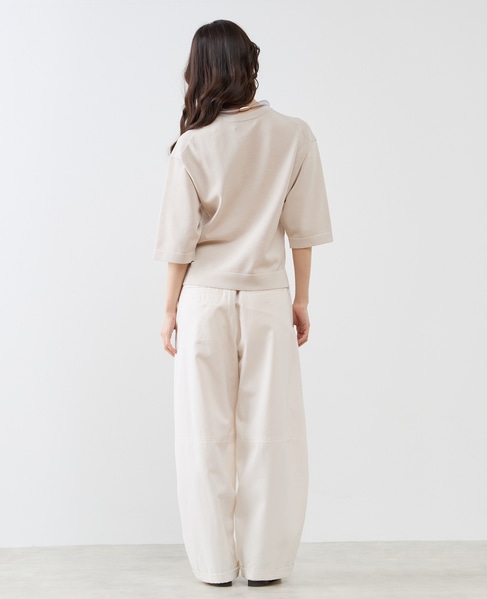 クルーネック5分袖ニットプルオーバー 詳細画像 ライトベージュ 9