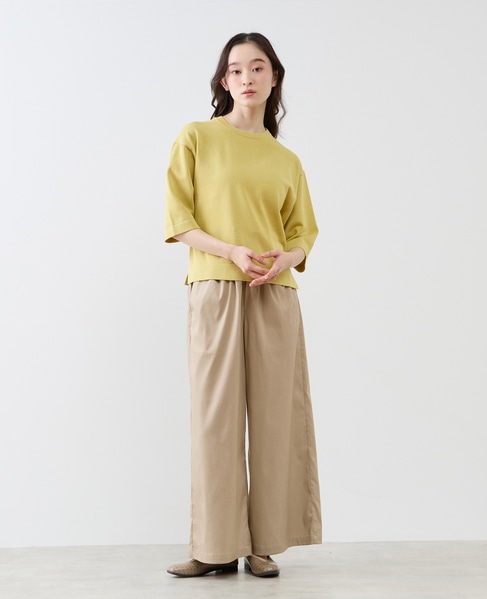 クルーネック5分袖ニットプルオーバー 詳細画像 イエロー 2