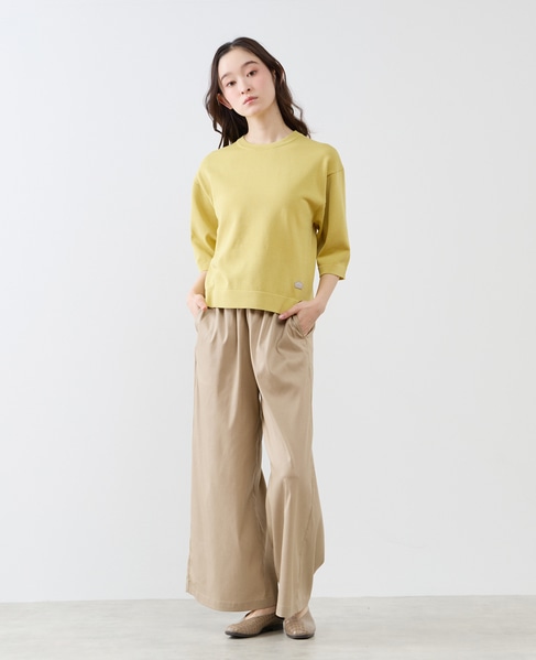 クルーネック5分袖ニットプルオーバー 詳細画像 イエロー 3